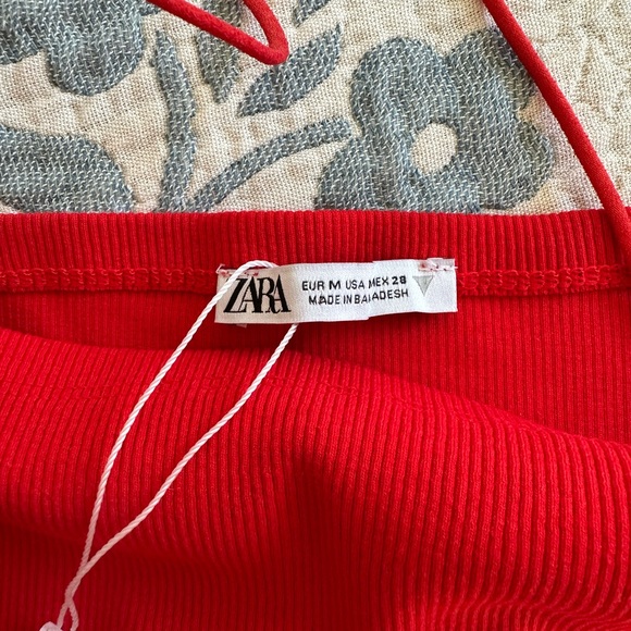 Zara Red Ribbed Top - Picture 2 of 4